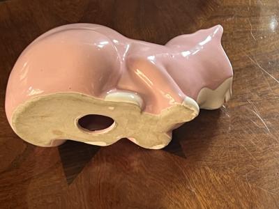  mile Gall ART DECO PINK AND WHITE CERAMIC CATS WITH GREEN GLASS EYES