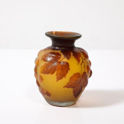  mile Gall Art Deco mile Gall Cameo Glass w Amber and Yellow Naturalist Detailing Vase