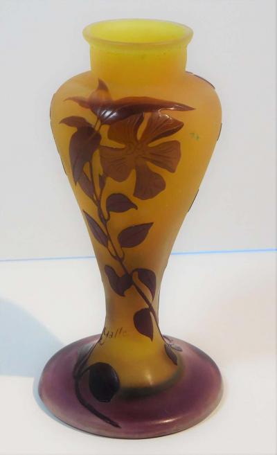  mile Gall Emile Galle Blown and Acid Etched Art Glass Bud Vase