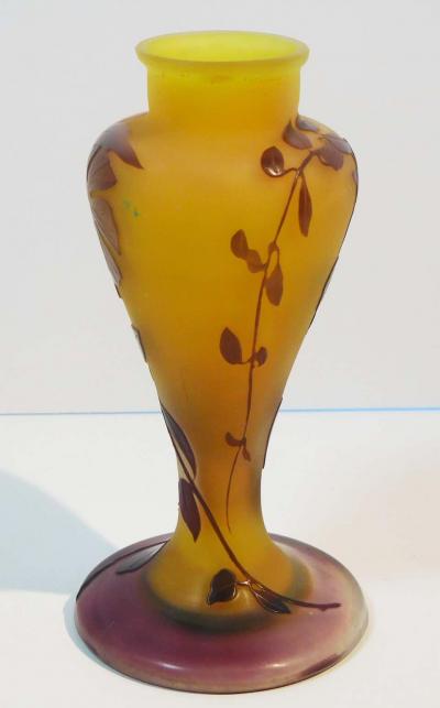  mile Gall Emile Galle Blown and Acid Etched Art Glass Bud Vase