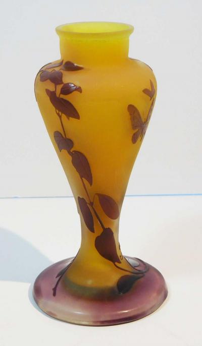  mile Gall Emile Galle Blown and Acid Etched Art Glass Bud Vase