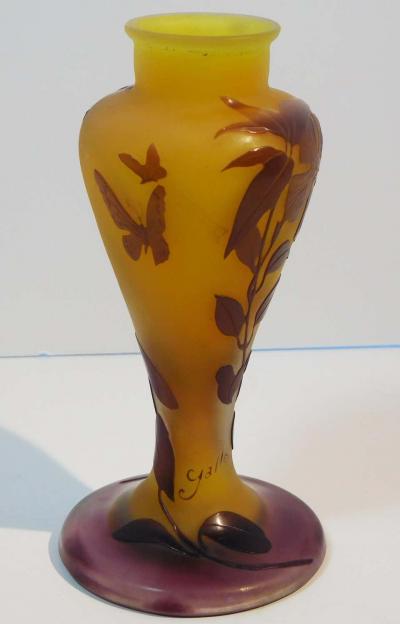  mile Gall Emile Galle Blown and Acid Etched Art Glass Bud Vase