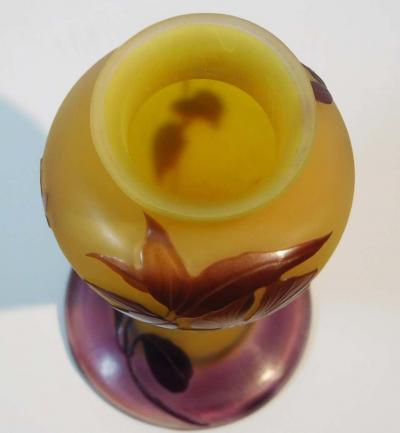  mile Gall Emile Galle Blown and Acid Etched Art Glass Bud Vase