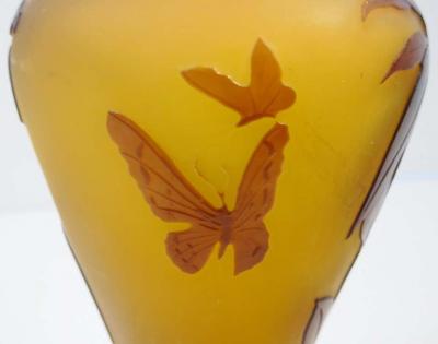  mile Gall Emile Galle Blown and Acid Etched Art Glass Bud Vase