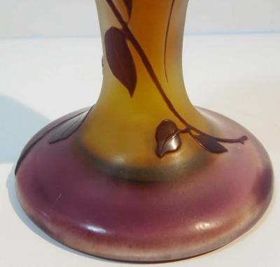  mile Gall Emile Galle Blown and Acid Etched Art Glass Bud Vase