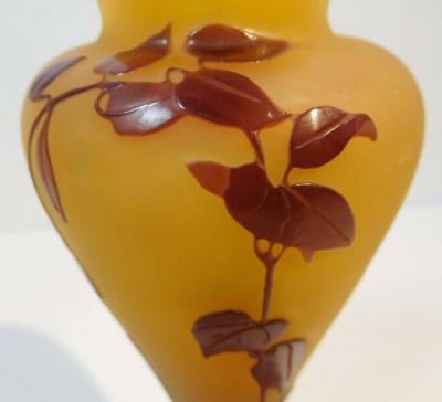  mile Gall Emile Galle Blown and Acid Etched Art Glass Bud Vase