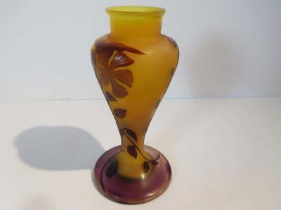  mile Gall Emile Galle Blown and Acid Etched Art Glass Bud Vase