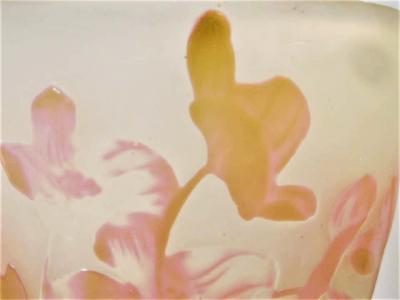  mile Gall Emile Galle Floral Cameo Vase in Olive Green Pink Blue and Frost