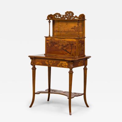  mile Gall Emile Galle French Ombelles Floral and Pastoral Marquetry Writing Desk