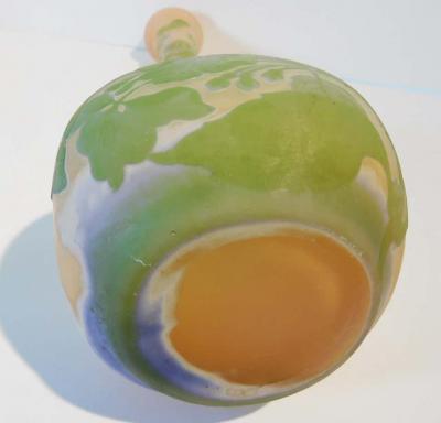  mile Gall Emile Galle Tall Bud Vase in Triple Overlay and Etched Art Nouveau Glass