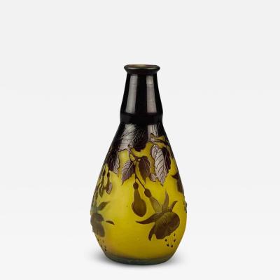  mile Gall Fuchsia Vase Art Nouveau Cameo Glass Vase by Emile Gall 