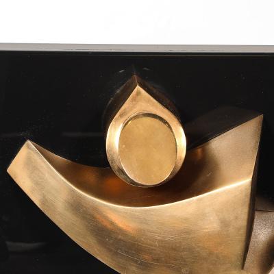  mile Gall Midcentury Geometric Abstract Wall Sculpture in Gilt Bronze signed Emile Gilioli