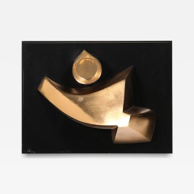  mile Gall Midcentury Geometric Abstract Wall Sculpture in Gilt Bronze signed Emile Gilioli