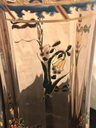  mile Gall Pair of Antique Palatial French Jeweled Vases or Urns Emile Galle Style