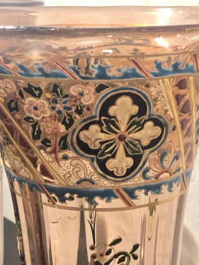  mile Gall Pair of Antique Palatial French Jeweled Vases or Urns Emile Galle Style