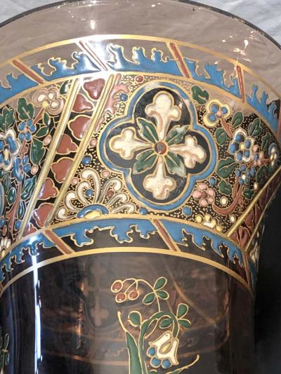  mile Gall Pair of Antique Palatial French Jeweled Vases or Urns Emile Galle Style