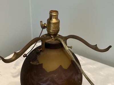  mile Gall SCENIC ART NOUVEAU LUSH LANDSCAPE CAMEO GLASS LAMP BY EMILE GALLE