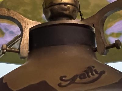  mile Gall SCENIC ART NOUVEAU LUSH LANDSCAPE CAMEO GLASS LAMP BY EMILE GALLE