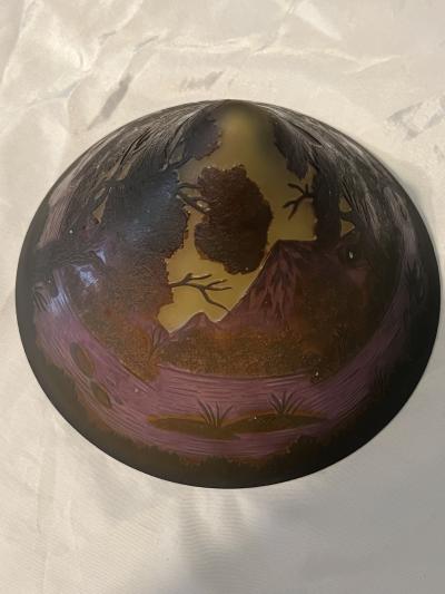  mile Gall SCENIC ART NOUVEAU LUSH LANDSCAPE CAMEO GLASS LAMP BY EMILE GALLE