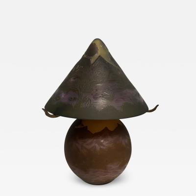  mile Gall SCENIC ART NOUVEAU LUSH LANDSCAPE CAMEO GLASS LAMP BY EMILE GALLE