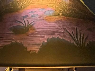  mile Gall SCENIC ART NOUVEAU LUSH LANDSCAPE CAMEO GLASS LAMP BY EMILE GALLE