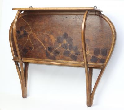  mile Gall mile Gall French Art Nouveau Clematis Marquetry Etag re Wall Shelf