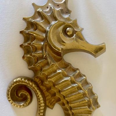  mile Guillemard Guillemard Bronze Seahorse Wall Lamps circa 1940