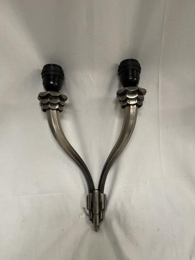  mile Jacques Ruhlmann 1925s bronze sconces in the style of Emile Jacques Ruhlmann