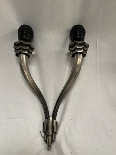  mile Jacques Ruhlmann 1925s bronze sconces in the style of Emile Jacques Ruhlmann