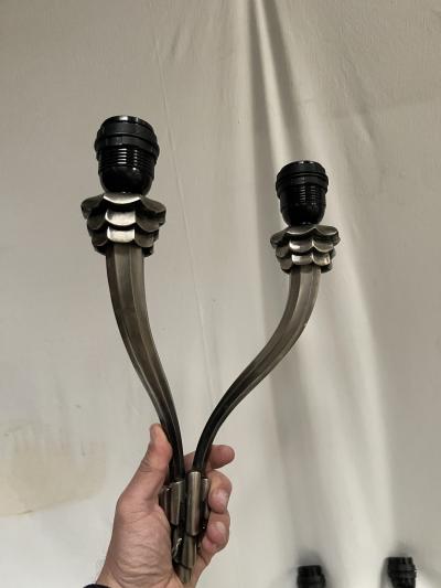  mile Jacques Ruhlmann 1925s bronze sconces in the style of Emile Jacques Ruhlmann