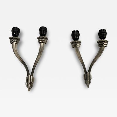  mile Jacques Ruhlmann 1925s bronze sconces in the style of Emile Jacques Ruhlmann