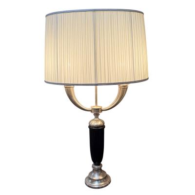  mile Jacques Ruhlmann 1990s Ruhlmann Style Art Deco Black Silver Candelabra Form Table Lamp 1 of 2