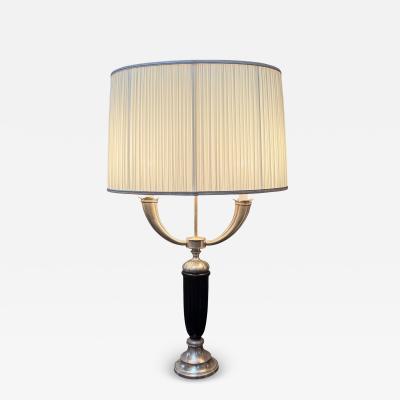  mile Jacques Ruhlmann 1990s Ruhlmann Style Art Deco Black Silver Candelabra Form Table Lamp 1 of 2
