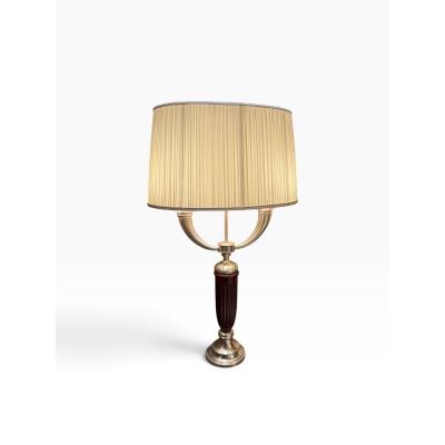  mile Jacques Ruhlmann 1990s Ruhlmann Style Art Deco Red Silver Candelabra Form Table Lamp 1 of 2