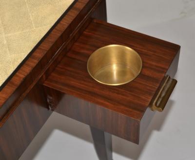  mile Jacques Ruhlmann AFTER EMILE JACQUES RUHLMANN ART DECO REVIVAL FAUX SHAGREEN MACASSAR GAME TABLE