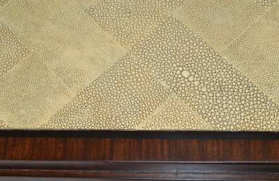  mile Jacques Ruhlmann AFTER EMILE JACQUES RUHLMANN ART DECO REVIVAL FAUX SHAGREEN MACASSAR GAME TABLE