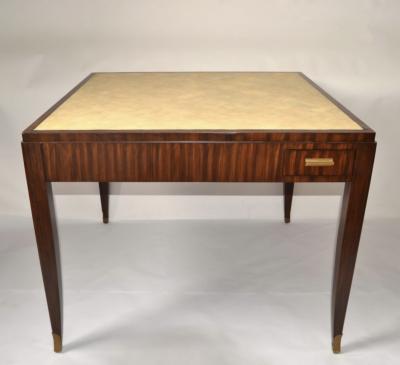  mile Jacques Ruhlmann AFTER EMILE JACQUES RUHLMANN ART DECO REVIVAL FAUX SHAGREEN MACASSAR GAME TABLE