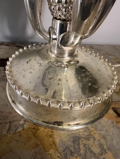  mile Jacques Ruhlmann ART DECO REVIVAL BRONZE AND GLASS BEAD LAMPS AFTER EMILE JACQUES RULHMANN