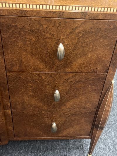  mile Jacques Ruhlmann EXOTIC BURLWOOD ART DECO REVIVAL DRESSER IN THE MANNER OF EMILE JACQUES RUHLMANN