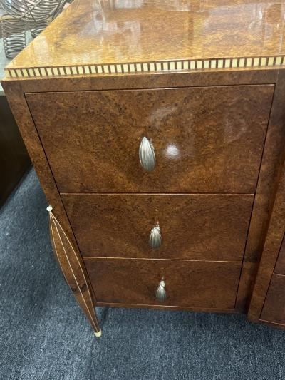  mile Jacques Ruhlmann EXOTIC BURLWOOD ART DECO REVIVAL DRESSER IN THE MANNER OF EMILE JACQUES RUHLMANN