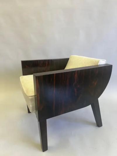  mile Jacques Ruhlmann French Art Deco Macassar Ebony Armchair in the Style of Emile Jacques Ruhlmann