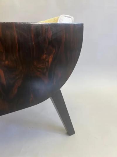  mile Jacques Ruhlmann French Art Deco Macassar Ebony Armchair in the Style of Emile Jacques Ruhlmann