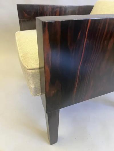  mile Jacques Ruhlmann French Art Deco Macassar Ebony Armchair in the Style of Emile Jacques Ruhlmann