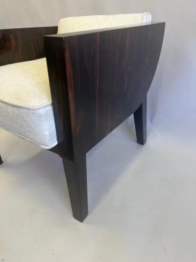  mile Jacques Ruhlmann French Art Deco Macassar Ebony Armchair in the Style of Emile Jacques Ruhlmann