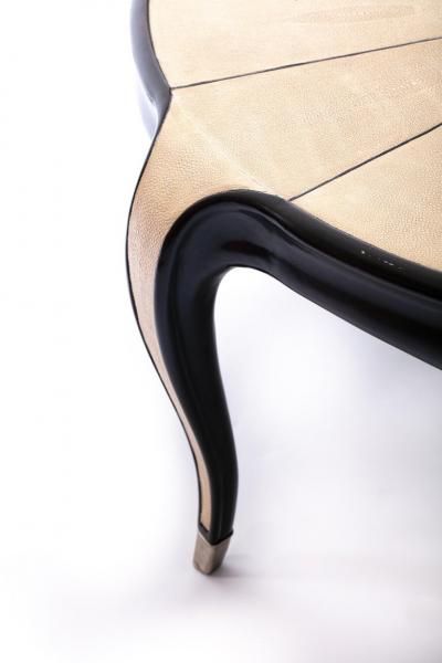 mile Jacques Ruhlmann French Art Deco Style Shagreen and Ebony Coffee Table with Silver Sabots