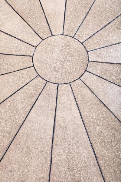  mile Jacques Ruhlmann French Art Deco Style Shagreen and Ebony Coffee Table with Silver Sabots