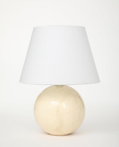  mile Jacques Ruhlmann Off White Crackle Ceramic Sphere Lamp Style Of Jacques Emile Ruhlmann France