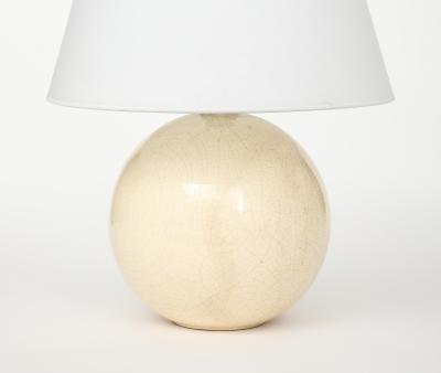  mile Jacques Ruhlmann Off White Crackle Ceramic Sphere Lamp Style Of Jacques Emile Ruhlmann France