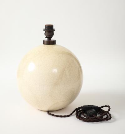  mile Jacques Ruhlmann Off White Crackle Ceramic Sphere Lamp Style Of Jacques Emile Ruhlmann France