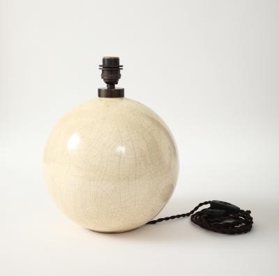  mile Jacques Ruhlmann Off White Crackle Ceramic Sphere Lamp Style Of Jacques Emile Ruhlmann France